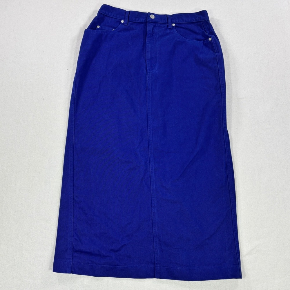 Memphis Brand Vintage Cobalt Blue Denim Maxi Skirt High Waisted Cotton Size 14
